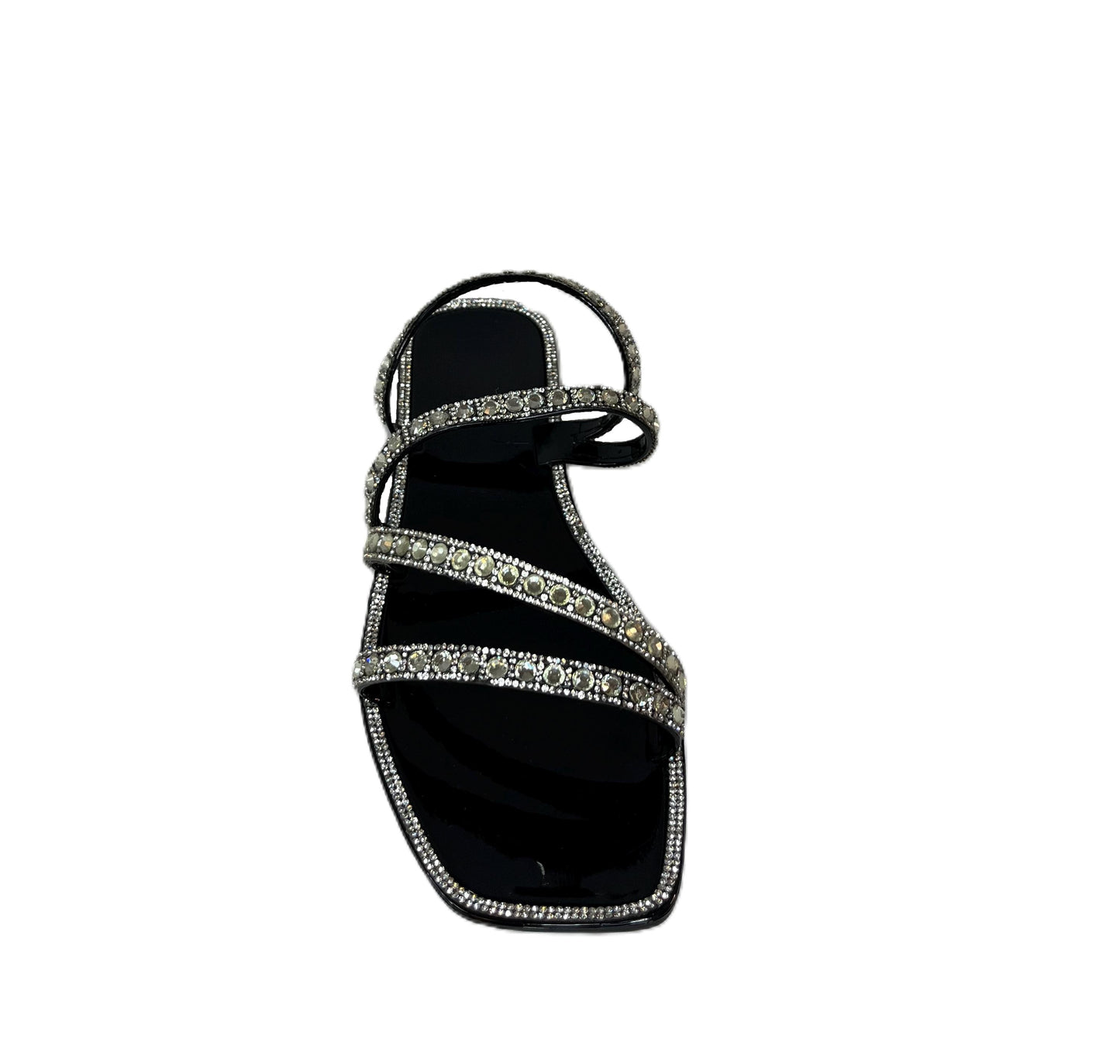 Dazzle Summer Sandals Rhinestone Slide Sandals for Women – Sparkly Glam Flats, Bling Slip-On Summer Shoes, Crystal Embellished Sandals