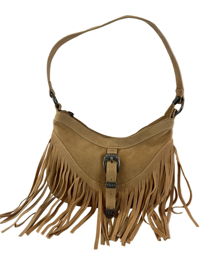 Boho Suede Fringe Shoulder Bag | Western Buckle Tan Leather Purse | Vintage Style Crossbody | Festival Bohemian Handbag | Cowgirl Gift