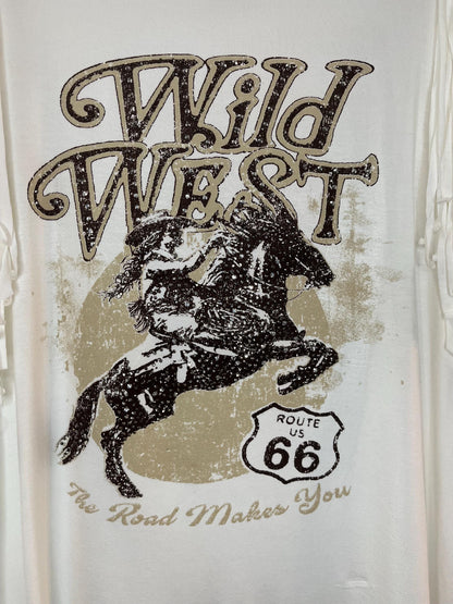 Wild West Fringe Shirt | Route 66 Graphic Tee | Cowgirl Boho Top | Rodeo Festival Fringe T-Shirt | Western Shirt Women
