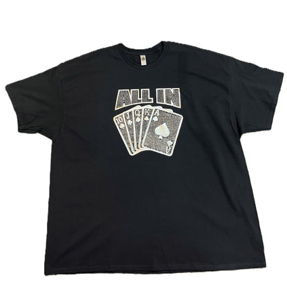 All In Gambling Card Rhinestone Casino T Shirt