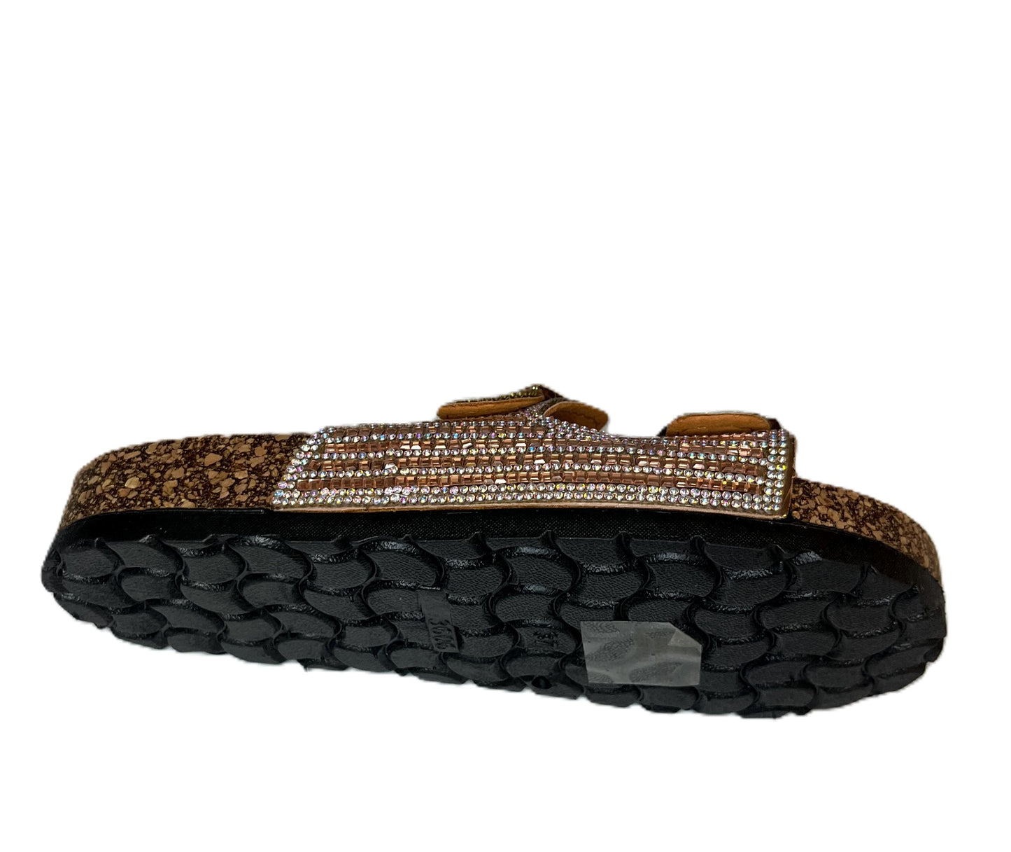 Atalina Double Buckle Sandals - Sparkly Rhinestone Slide Sandals for Women | Glam Summer Slip On Sandals | Glitter Buckle Sandals