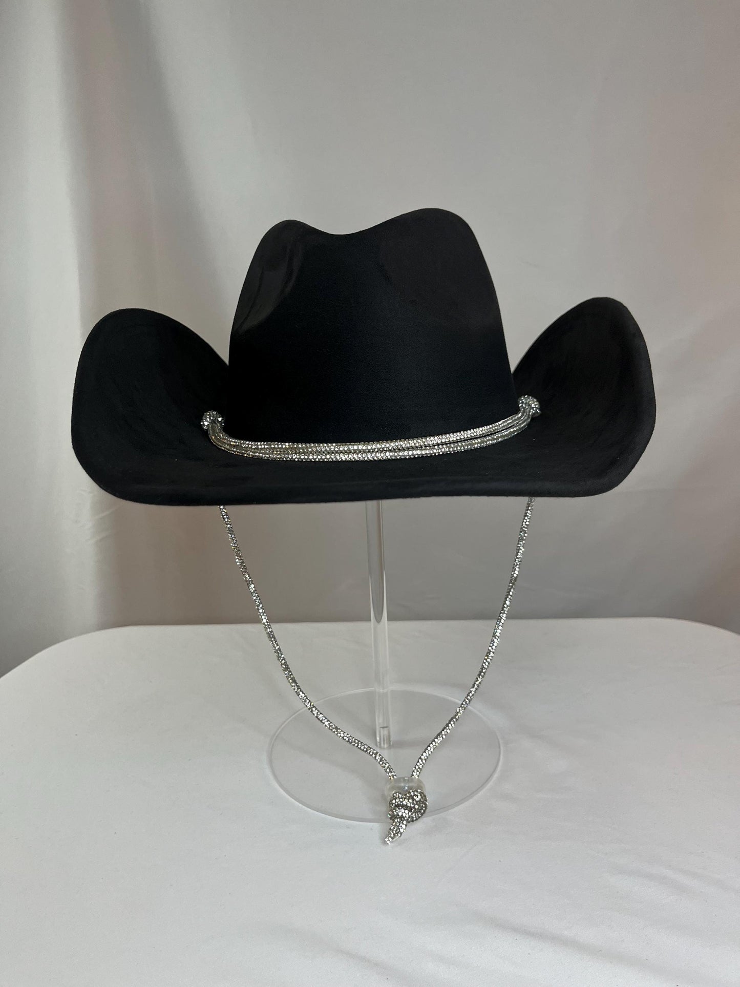 Black Rhinestone Rope Cowboy Hat | Sparkle Western Hat | Glam Cowgirl Hat with Chin Strap | Rodeo Festival Concert Hat