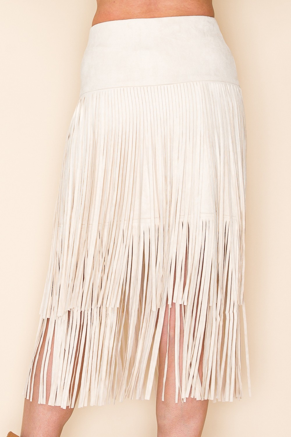 Fringe Midi Skirt – Western Boho Suede Look