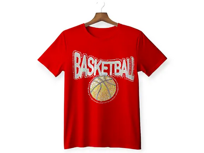 Basketball Rhinestone-Sequence T-Shirt