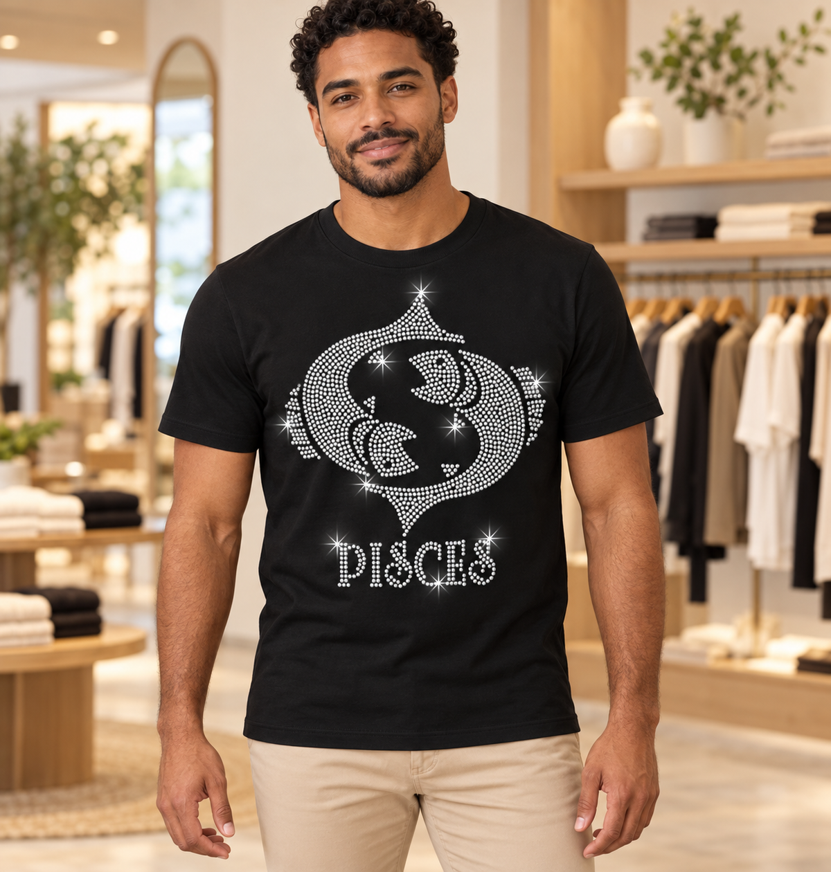 Bling Zodiac Rhinestone Figure Graphic T-Shirts
