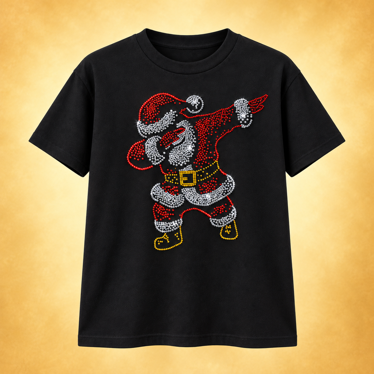 Dabbing Rhinestone Santa Graphic T-Shirt