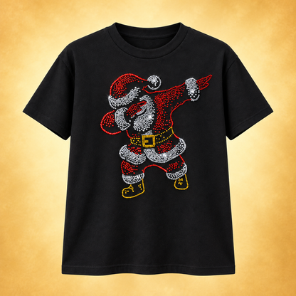 Dabbing Rhinestone Santa Graphic T-Shirt