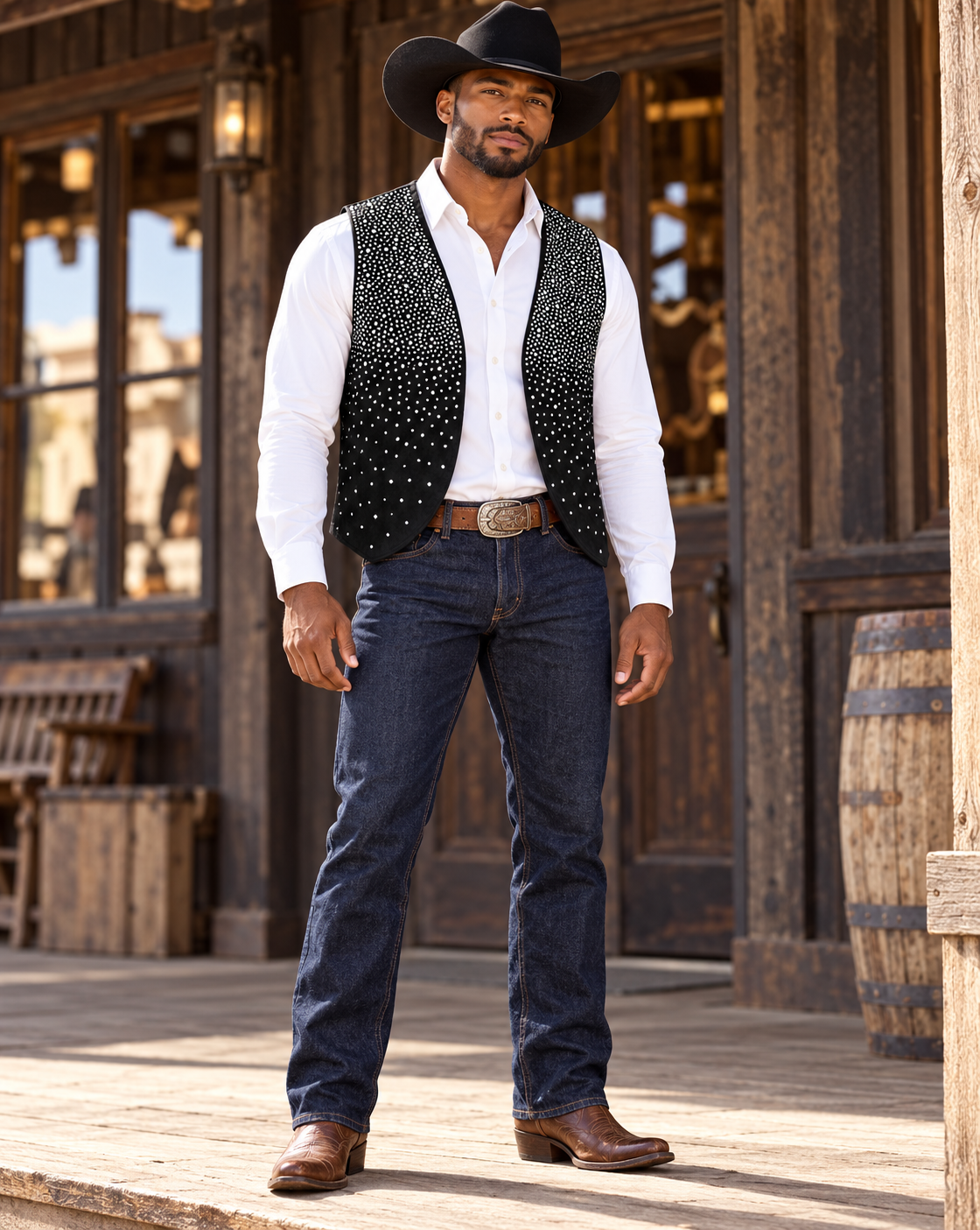 Cowboy Western Rodeo Rhinestone Embellished Vests