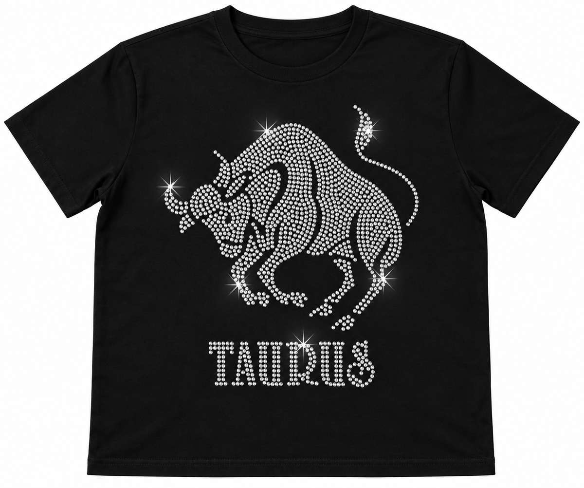 Bling Zodiac Rhinestone Figure Graphic T-Shirts