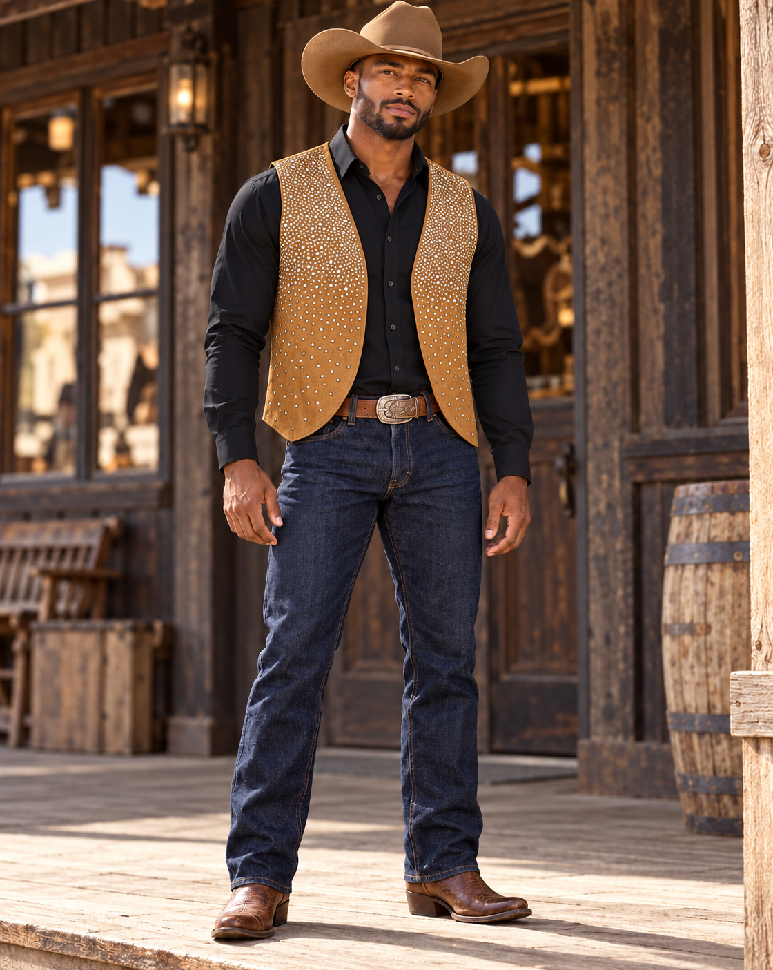 Cowboy Western Rodeo Rhinestone Embellished Vests