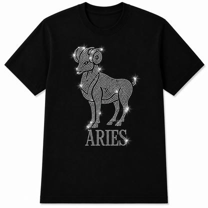 Bling Zodiac Rhinestone Graphic T-Shirts