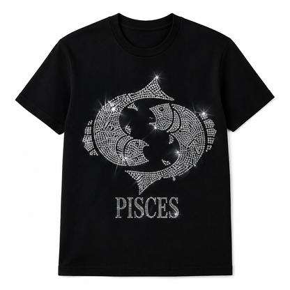 Bling Zodiac Rhinestone Graphic T-Shirts