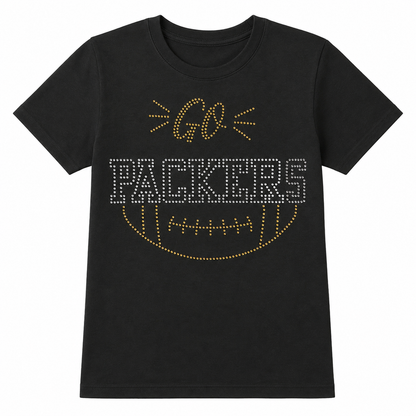Green Bay Rhinestone Football T-Shirt