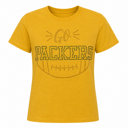 Green Bay Rhinestone Football T-Shirt