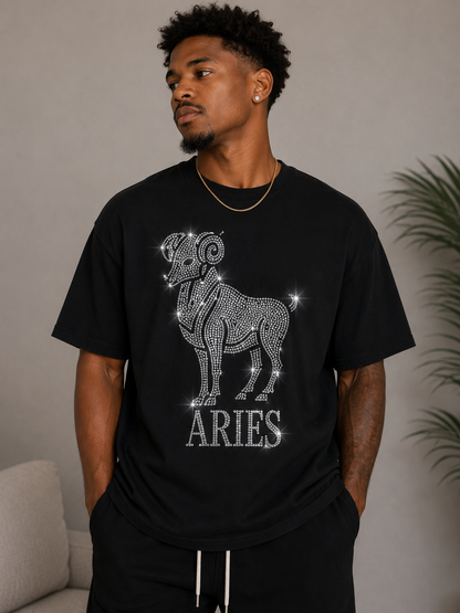 Bling Zodiac Rhinestone Graphic T-Shirts