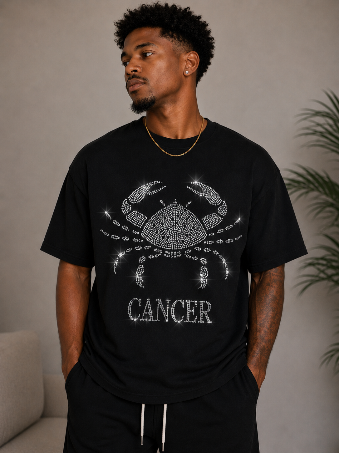 Bling Zodiac Rhinestone Graphic T-Shirts