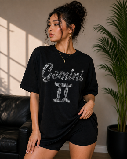 Rhinestone Zodiac T-Shirt | Bling Astrology Graphic Tee