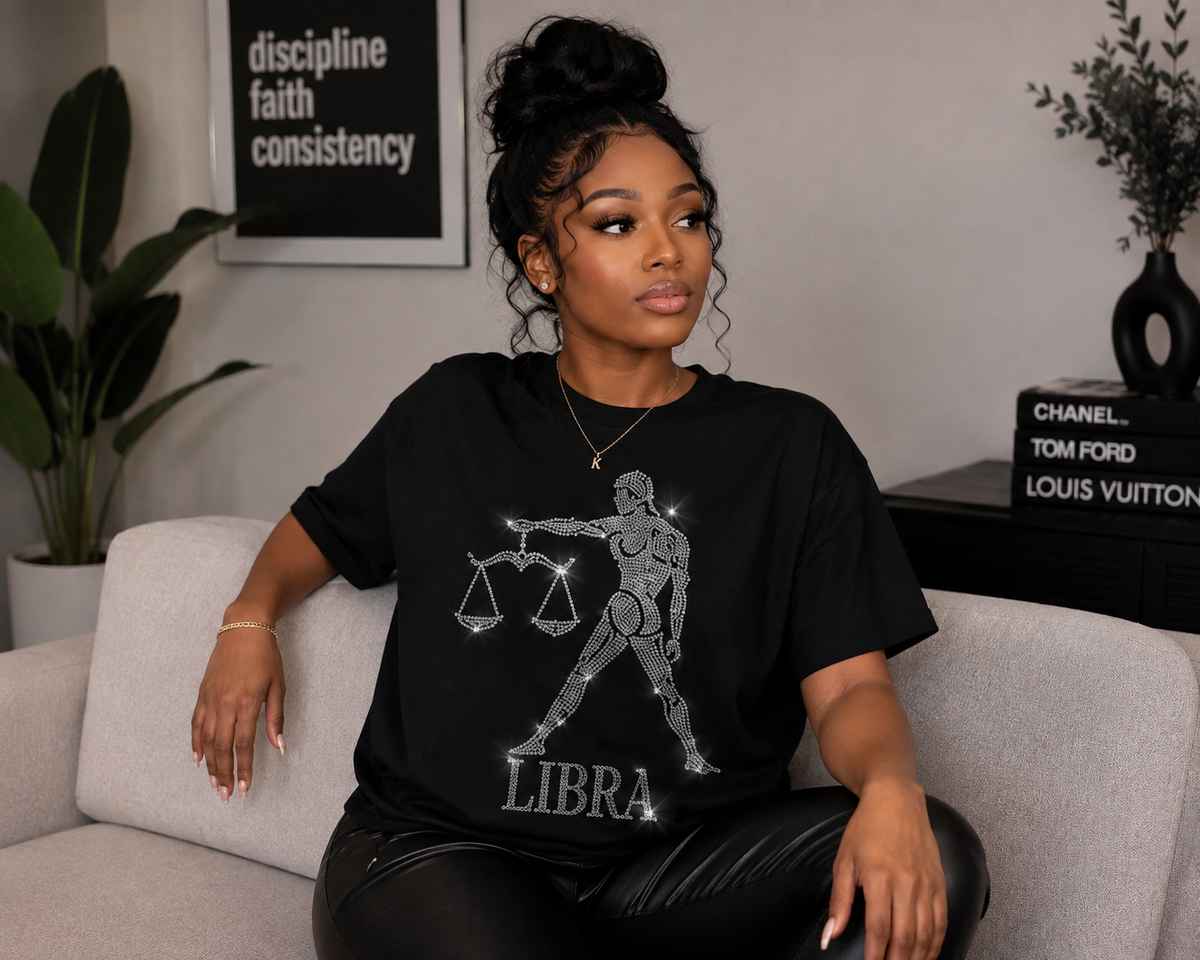 Bling Zodiac Rhinestone Graphic T-Shirts