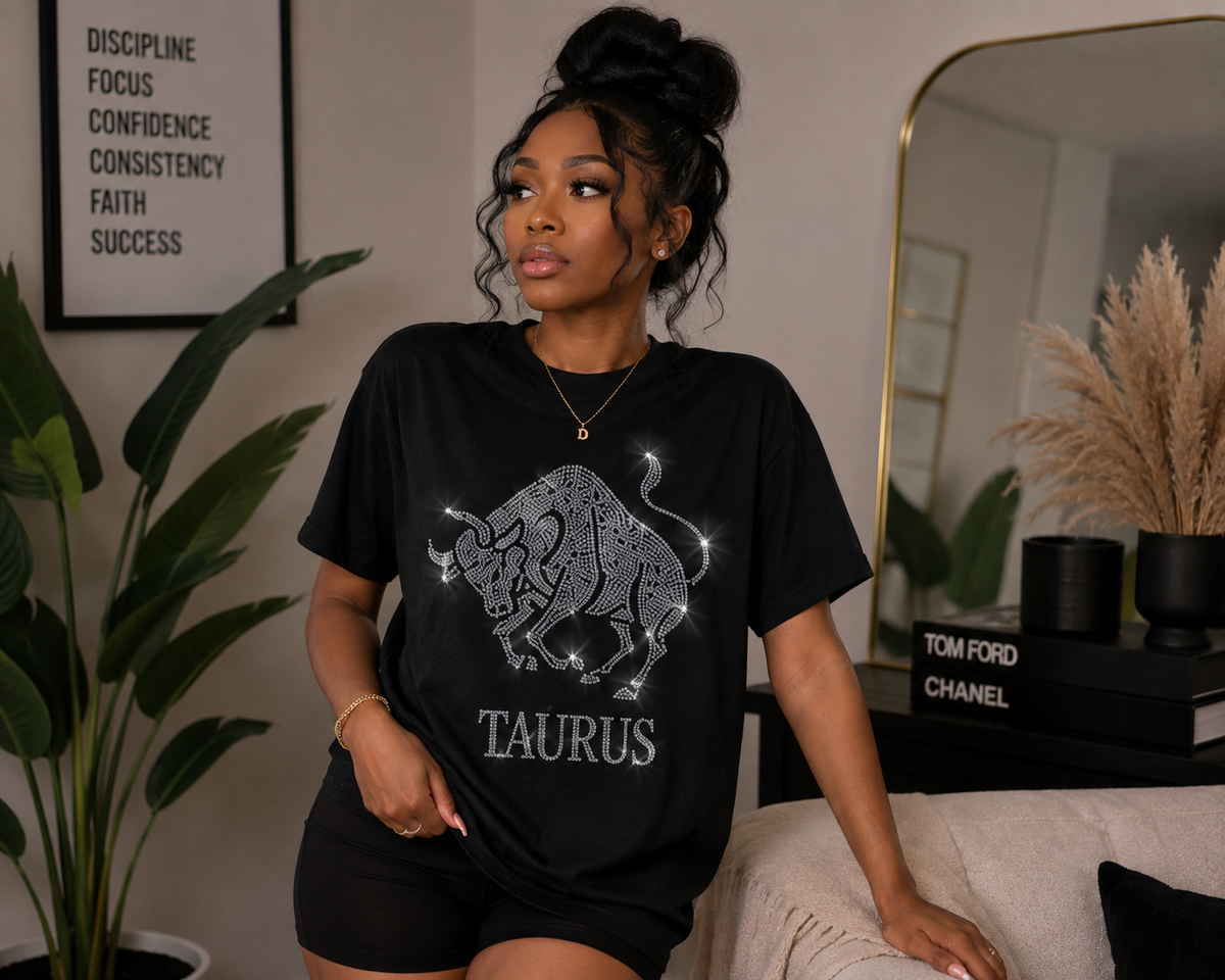 Bling Zodiac Rhinestone Graphic T-Shirts