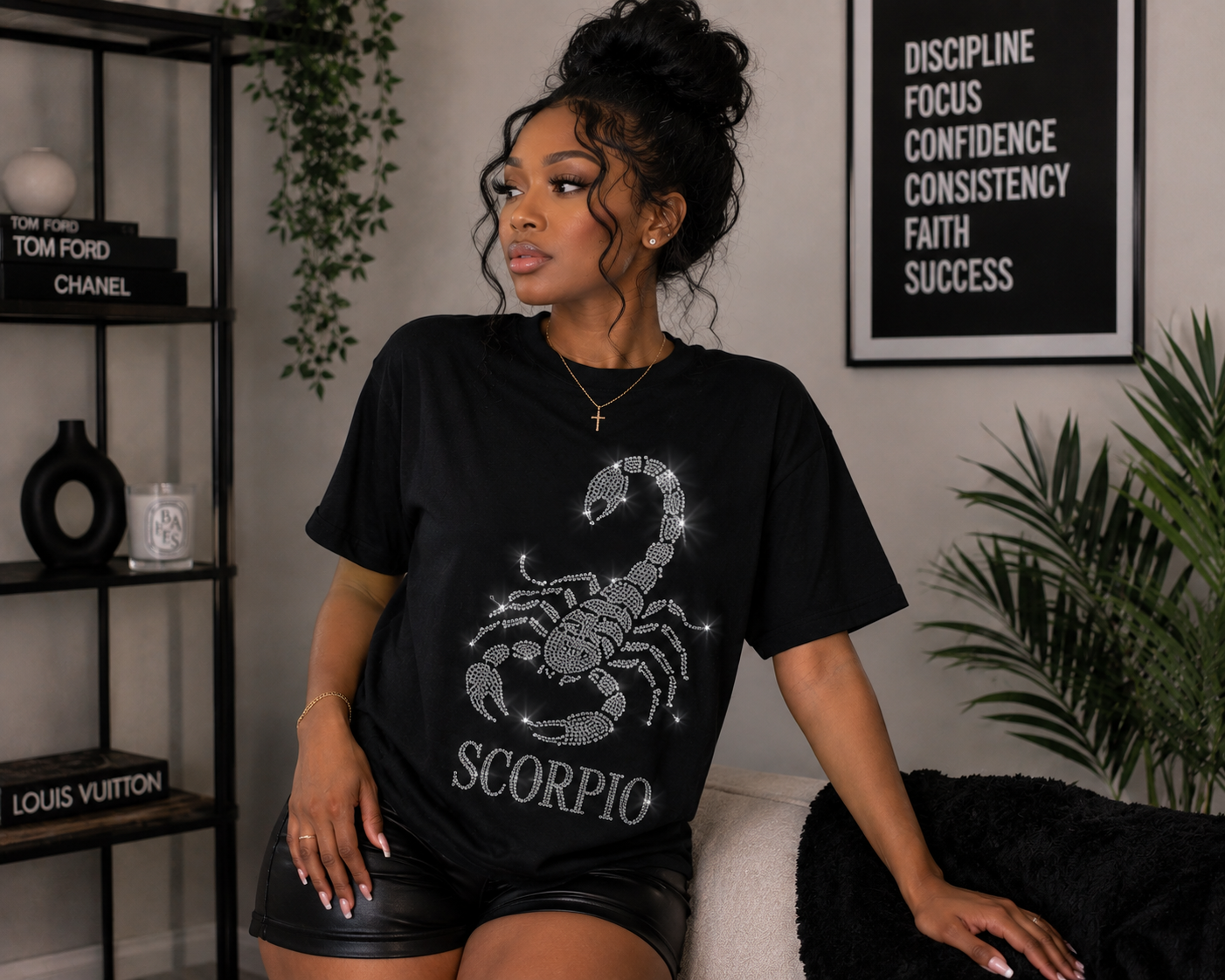 Bling Zodiac Rhinestone Graphic T-Shirts