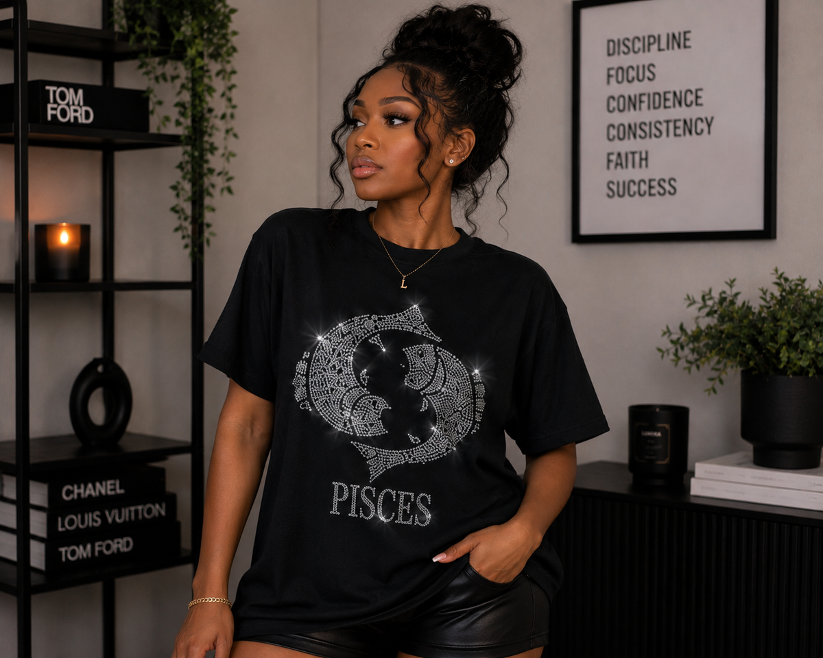 Bling Zodiac Rhinestone Graphic T-Shirts