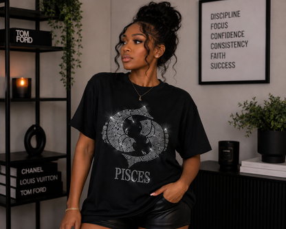 Bling Zodiac Rhinestone Graphic T-Shirts