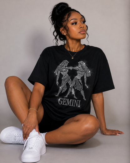 Bling Zodiac Rhinestone Graphic T-Shirts