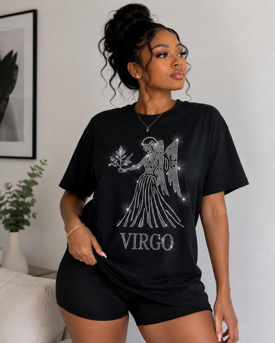 Bling Zodiac Rhinestone Graphic T-Shirts
