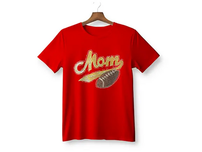 Football Mom Rhinestone-Sequence T-Shirt