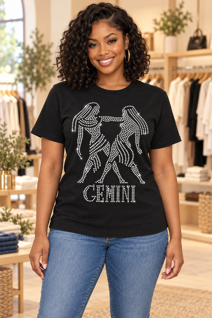 Bling Zodiac Rhinestone Figure Graphic T-Shirts