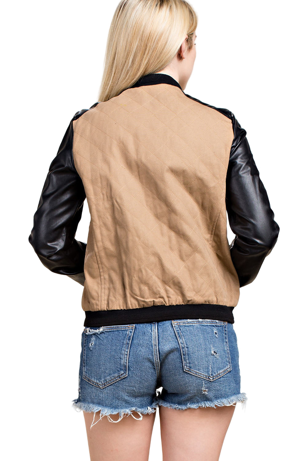 Gold Stud Accent Faux Leather Jacket