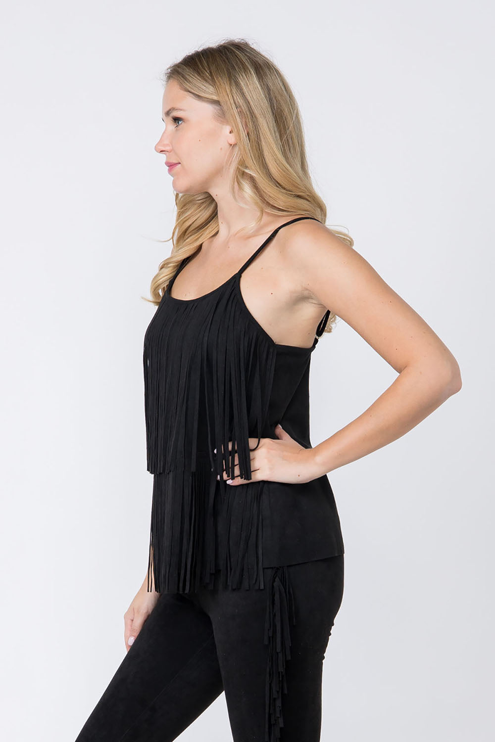Tiered Fringe Spaghetti Strap Cami Top