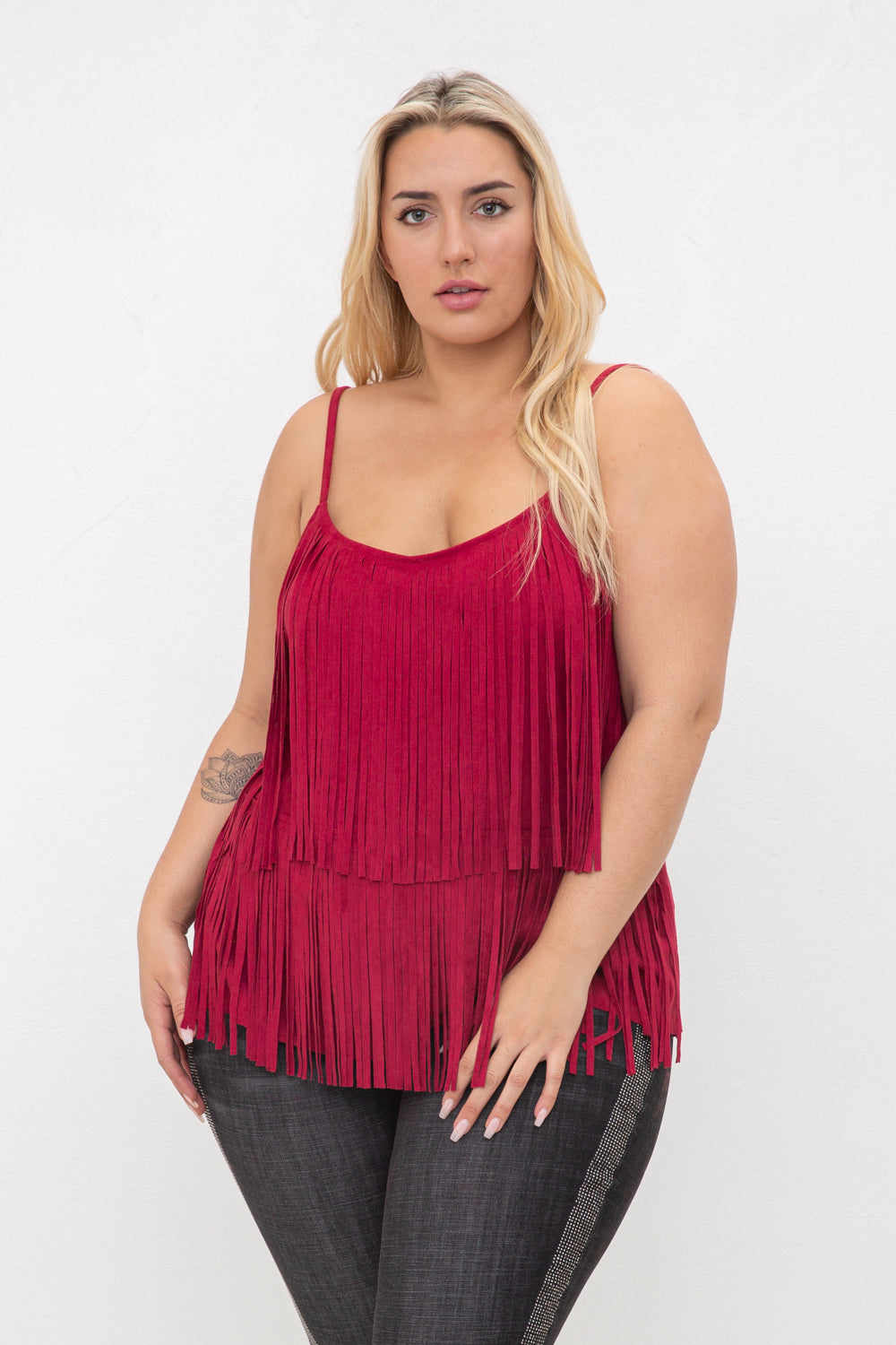 Tiered Fringe Spaghetti Strap Cami Top