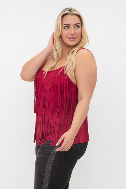 Tiered Fringe Spaghetti Strap Cami Top