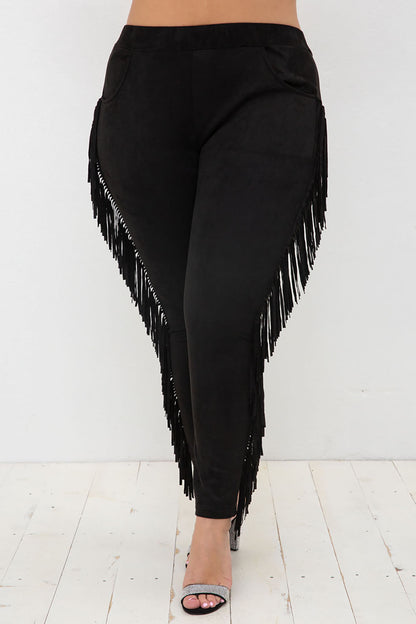 Suede Fringe Pants
