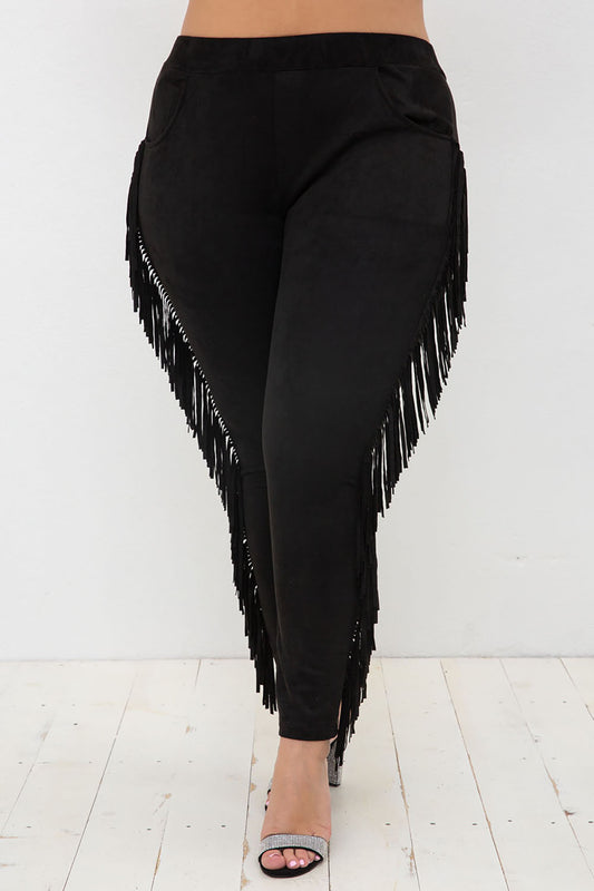 Suede Fringe Pants