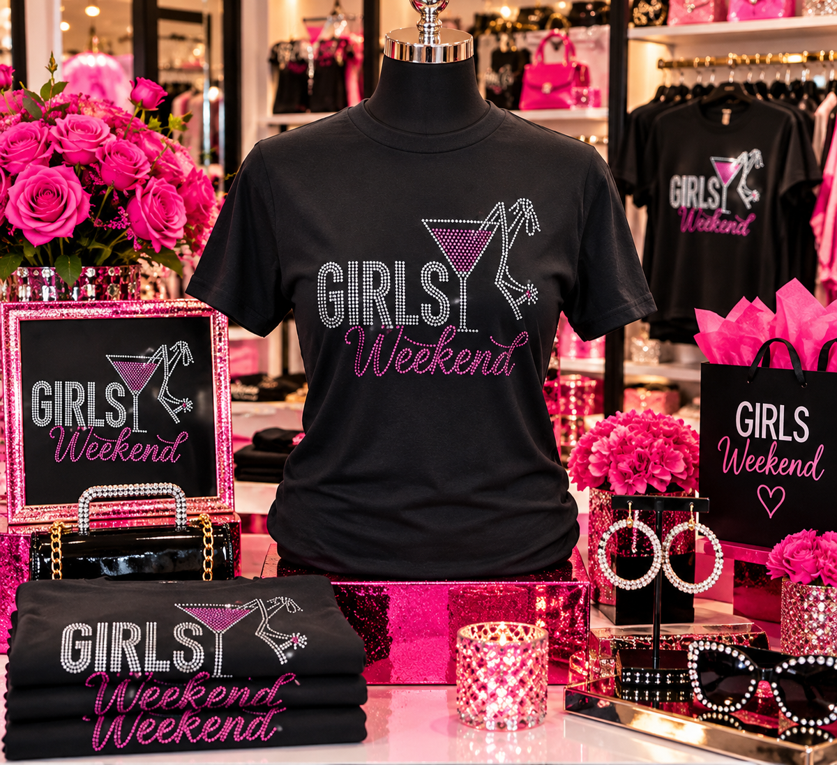 GIRLS Weekend Rhinestone Tee