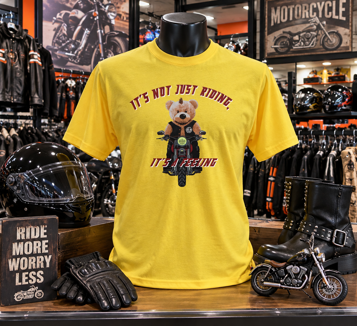 Motorcycle Teddy Bear Graphic Tee