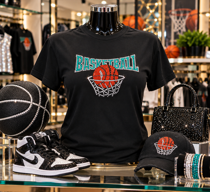Rhinestone Basketball Graphic T-Shirt