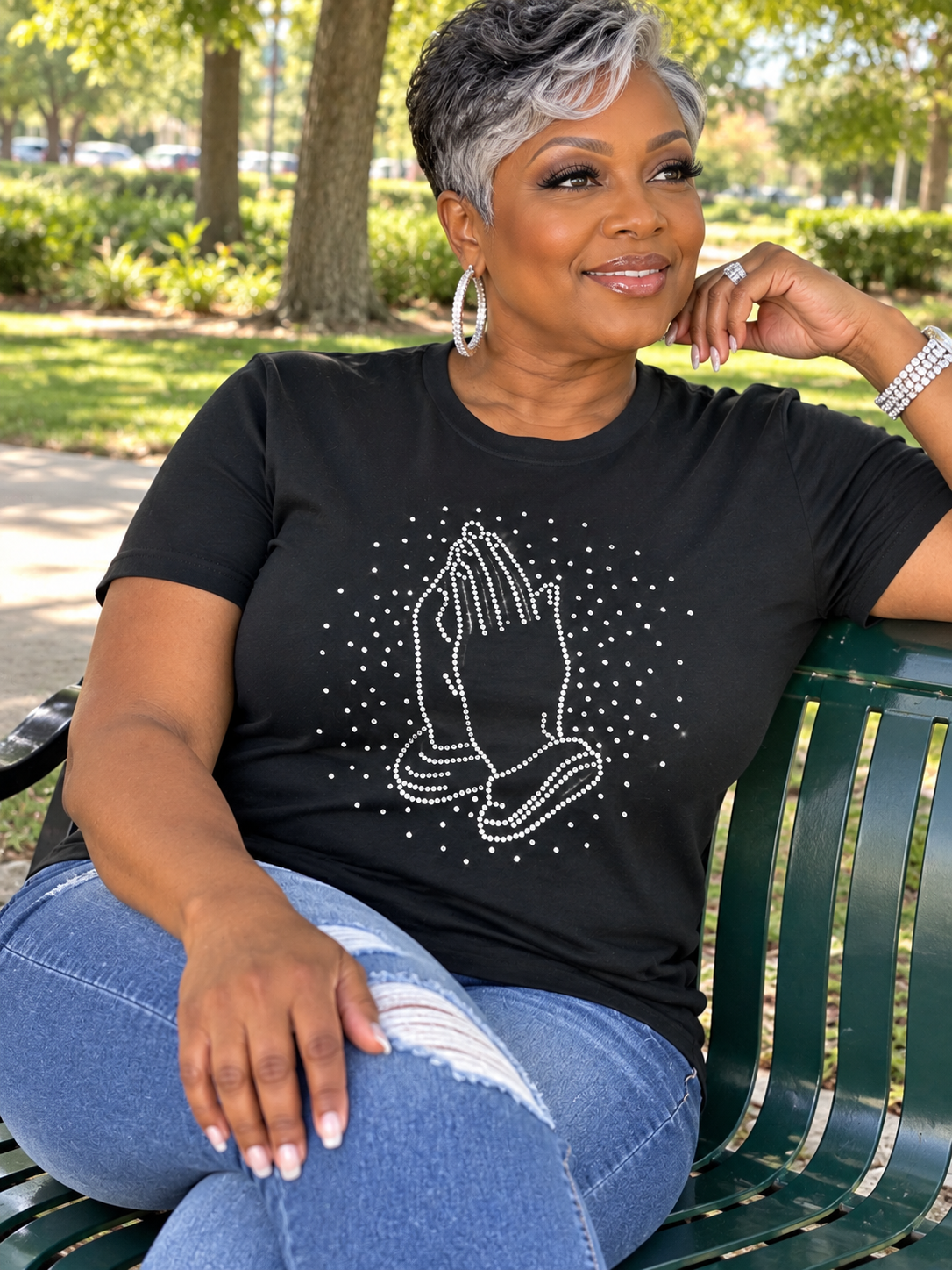 Rhinestone Praying Hands T-Shirt