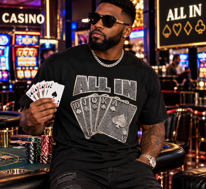 All In Rhinestone Poker Tee