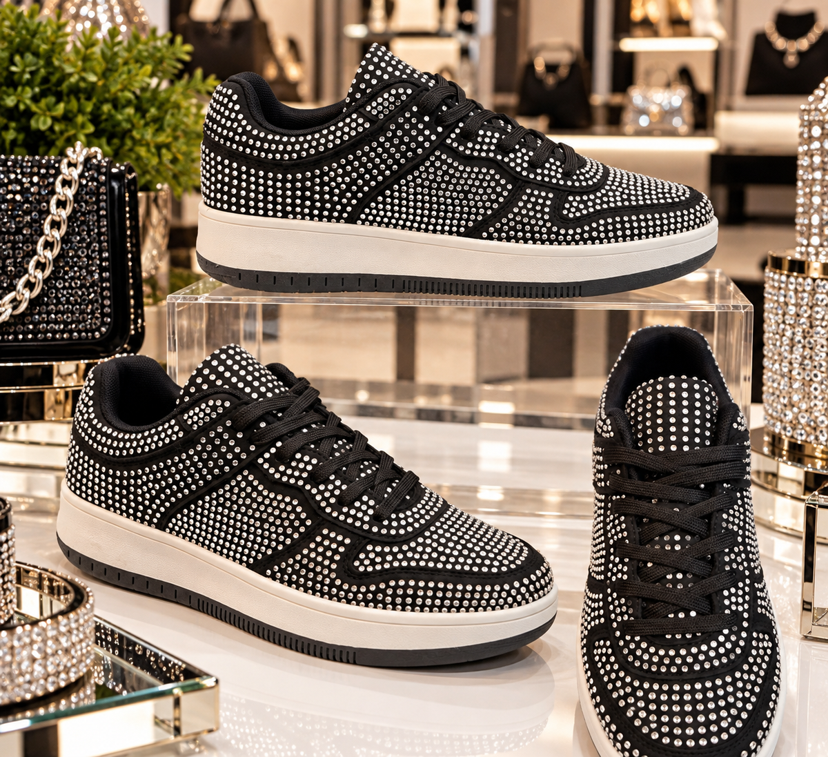 Liliana Rhinestone Embellished Low Sneakers