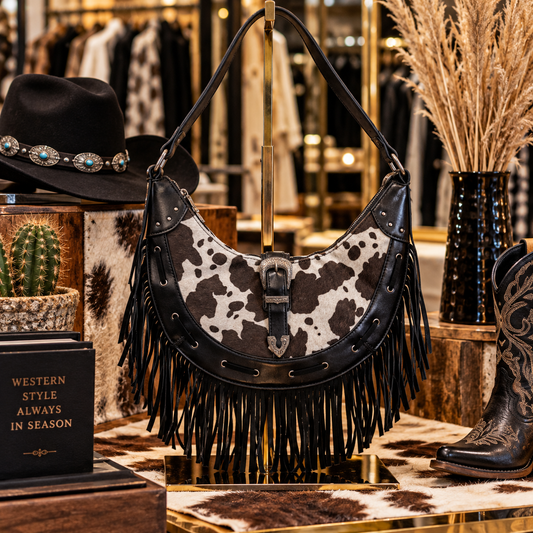 Cow Print Fringe Purse