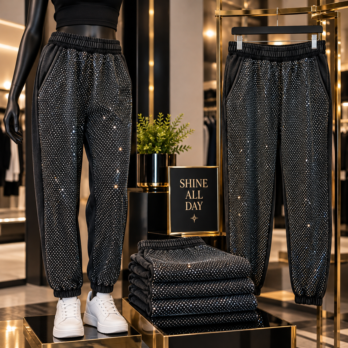 Sequin Embellished Jogging Sweat Pants