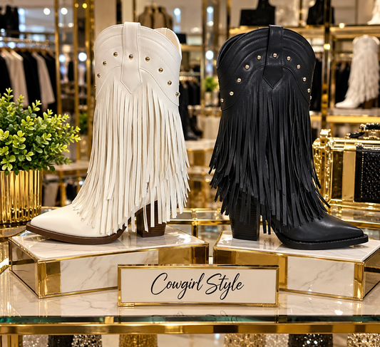 Western Fringe Studded Cowgirl Boot