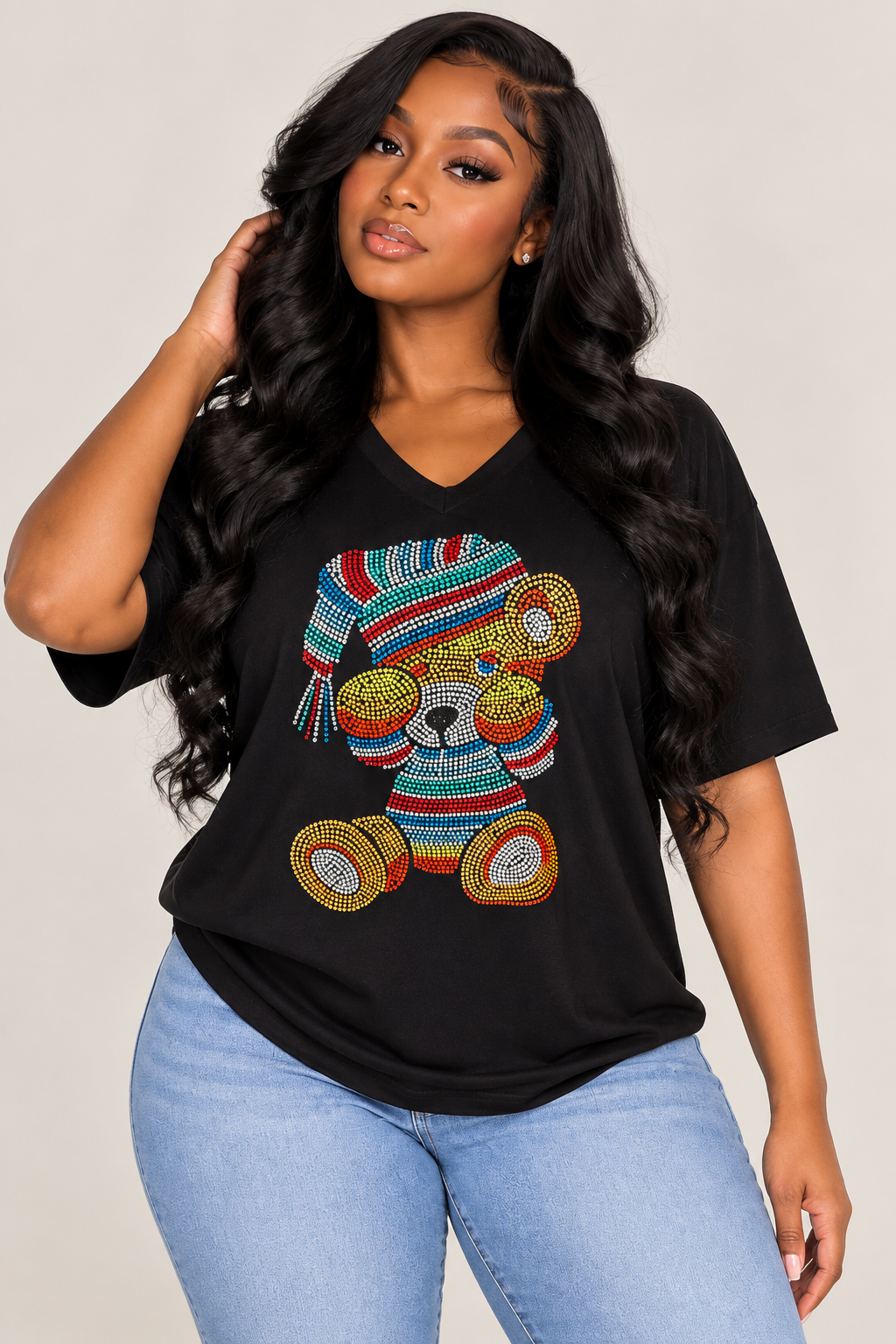 Gildan Multi-Color Rhinestone Sleepy Eyed Teddy Bear
