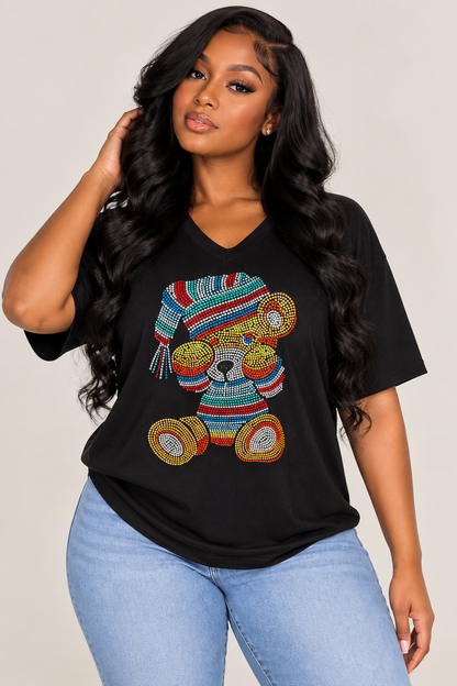 Gildan Multi-Color Rhinestone Sleepy Eyed Teddy Bear