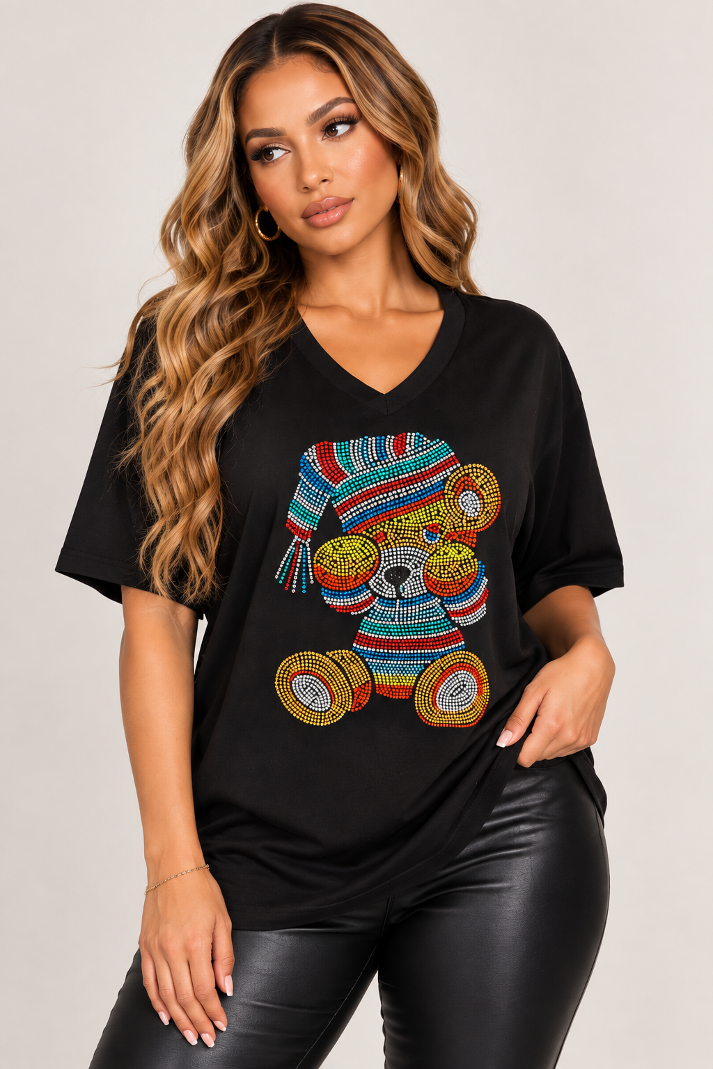 Gildan Multi-Color Rhinestone Sleepy Eyed Teddy Bear