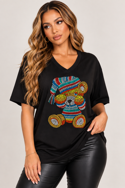 Gildan Multi-Color Rhinestone Sleepy Eyed Teddy Bear