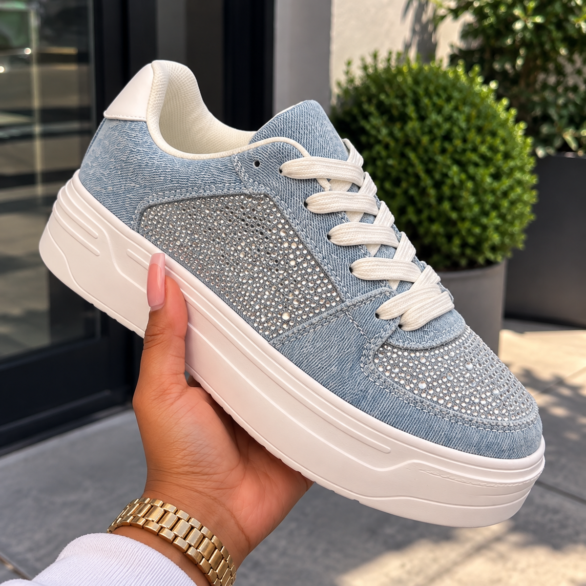 Marsel Rhinestone Lace Up Sneaker